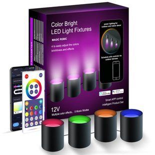 Настінна LED лампа RGB Intelligent wall lamp 4 pcs with Bluetooth European plug with app 66429 фото