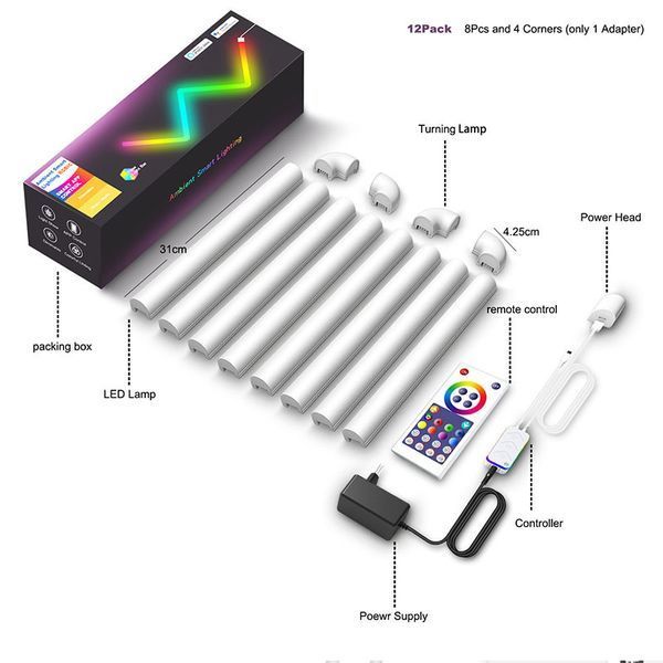 Настінний світильник Lines SAL-013B Bluetooth USB interface with app (8+4 pcs) 69977 фото