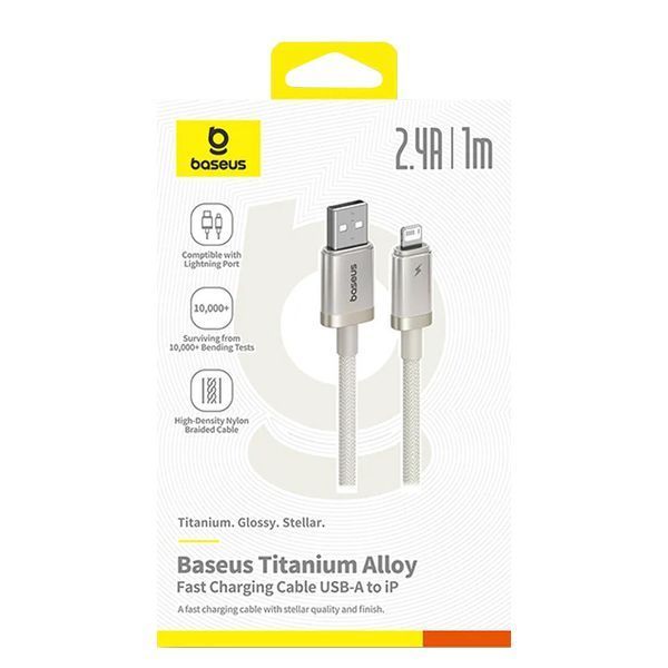 Дата кабель Baseus Titanium Alloy Fast Charging USB to Lightning 2.4A (1m) (P10378102) 76499 фото