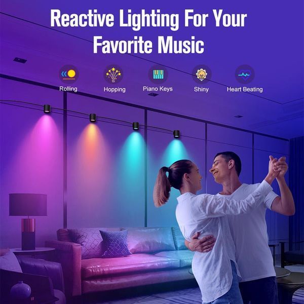 Настінна LED лампа RGB Intelligent wall lamp 6 pcs with Bluetooth European plug with app 66430 фото