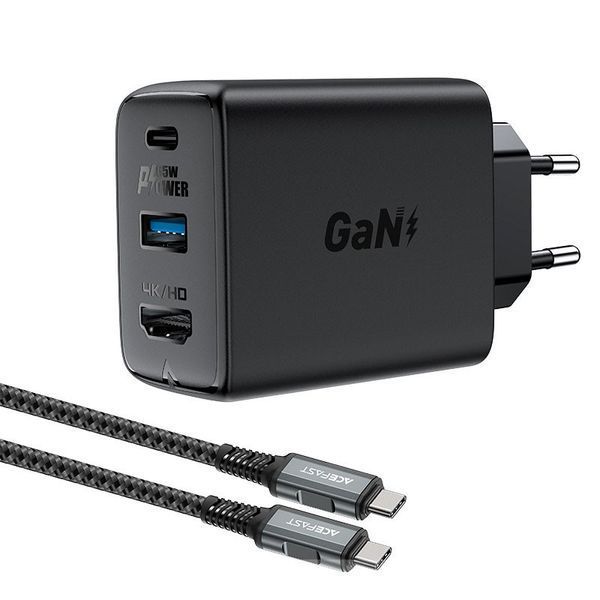 МЗП Acefast A17 PD65W GaN (1USB-A/1C/1HDMI) + кабель Type-C to Type-C 65897 фото
