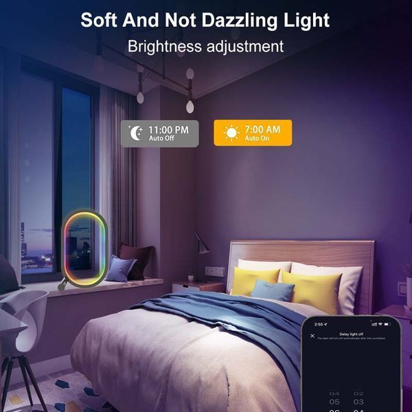 Настільна LED лампа RGB Smart desk oval lamp Bluetooth USB with app 66428 фото
