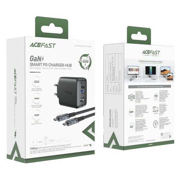 МЗП Acefast A17 PD65W GaN (1USB-A/1C/1HDMI) + кабель Type-C to Type-C 65897 фото