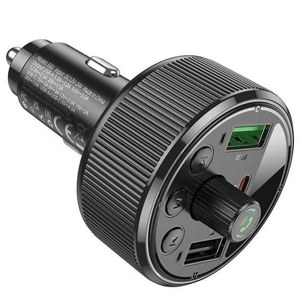 АЗП FM модулятор Hoco E82 Guerrero PD30W+QC3.0 (2USB-A/1C) 71137 фото
