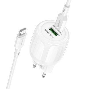 МЗП Borofone BA93A Lustrous PD20W+QC3.0 (1USB-A/1C) + кабель Type-C to Type-C 76754 фото