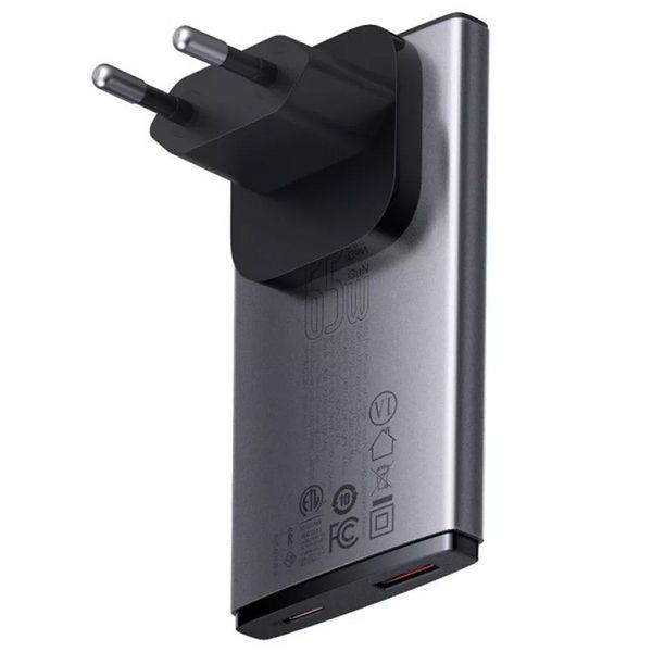 МЗП Baseus GaN5 Pro Ultra-Slim QC 3.0+PD 65W (1USB-A/1C) + кабель Type-C to Type-C (CCGP15011) 69253 фото