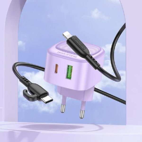 МЗП Borofone BAS22A Fortune PD20W+QC3.0 (1USB-A/1C) + кабель Type-C to Lightning 68999 фото