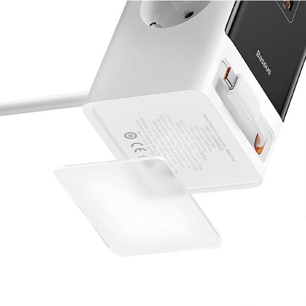 МЗП Baseus OS PowerCombo Digital PowerStrip+Retractable-C 65W (1USB-A/1C/2Socket) (1.5m) (PSLR000) 80536 фото