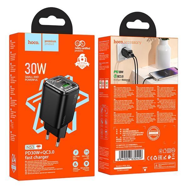 МЗП Hoco N53 Monsoon PD30W+QC3.0 (1USB-A/1C) 75214 фото
