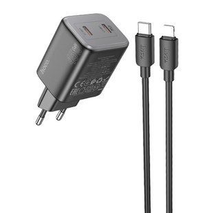 МЗП Hoco N42 Elogiado PD45W (2USB-C) + кабель Type-C to Lightning 69115 фото