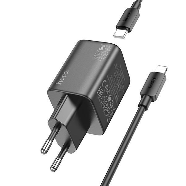 МЗП Hoco N42 Elogiado PD45W (2USB-C) + кабель Type-C to Lightning 69115 фото