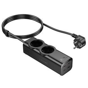 Подовжувач Hoco NS10 Wisdom 2-position PD67W (1USB-A/3C/2Socket) (2m) 77076 фото