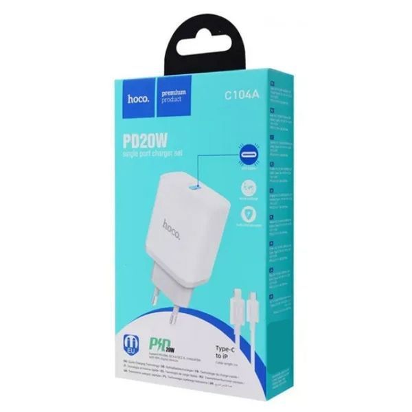 МЗП Hoco C104A PD20W (1USB-C) + кабель Type-C to Type-C 64604 фото