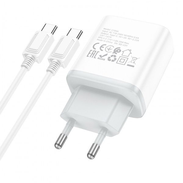 МЗП Hoco C104A PD20W (1USB-C) + кабель Type-C to Type-C 64604 фото