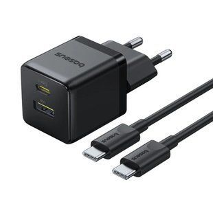 МЗП Baseus Palm Fast Charger 30W (1USB-A/1C) + кабель Type-C to Type-C (P1011160A) 78029 фото