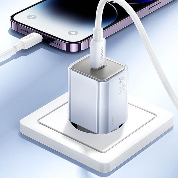 МЗП Hoco N47 Glorious PD30W (1USB-C) + кабель Type-C to Lightning 77077 фото
