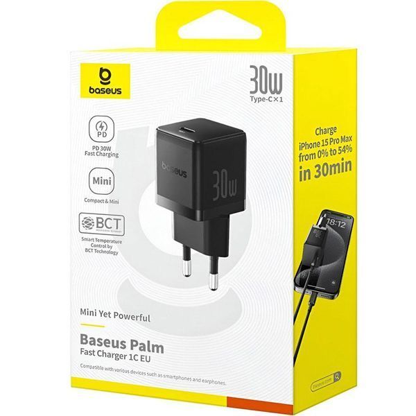 МЗП Baseus Palm Fast Charger 30W (1USB-C) (P10111605113-00) 76504 фото