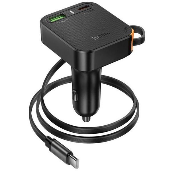 АЗП Hoco NZ18 Guardian PD65W with retractable cable (1USB-A/2C) 79686 фото