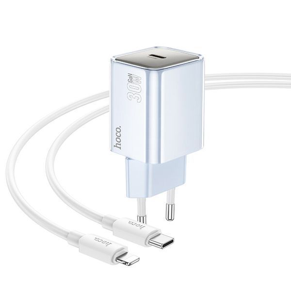 МЗП Hoco N47 Glorious PD30W (1USB-C) + кабель Type-C to Lightning 77077 фото