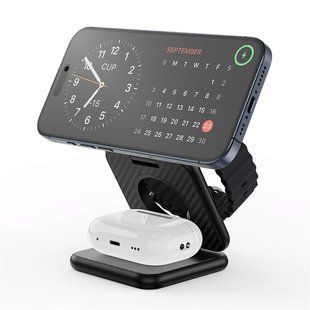 БЗП WIWU Wi-W035 Kevlar Mag Go 3 in 1 wireless charger 77943 фото
