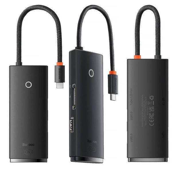 Перехідник HUB Baseus Lite Series 6in1 (Type-C to HDMI+2xUSB3.0+Type-C Data+SD/TF) (WKQX050001) 80541 фото