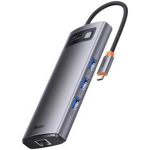 Перехідник HUB Baseus Metal Gleam Series 7-Port Clarity (Type-C to HDMI+USB3.0*3+PD+SD/TF) (B000307) 80542 фото
