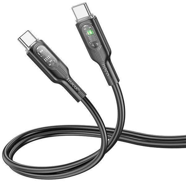 Дата кабель Hoco U120 Transparent explore intelligent power-off PD 60W Type-C to Type-C (1.2m) 66088 фото