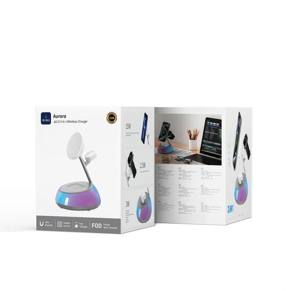 БЗП WIWU Wi-W036 Aurora 3 in 1 wireless charger 77944 фото