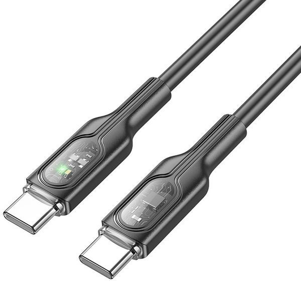 Дата кабель Hoco U120 Transparent explore intelligent power-off PD 60W Type-C to Type-C (1.2m) 66088 фото