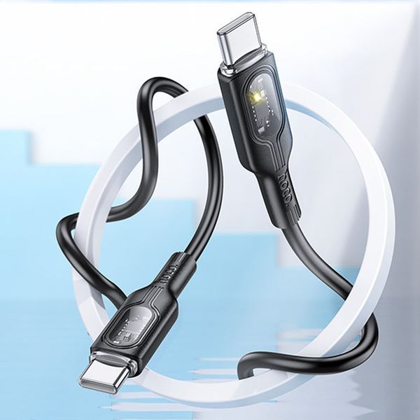 Дата кабель Hoco U120 Transparent explore intelligent power-off PD 60W Type-C to Type-C (1.2m) 66088 фото