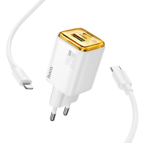 МЗП Hoco N52 Monsoon PD20W+QC3.0 (1USB-A/1C) + кабель Type-C to Lightning 77079 фото
