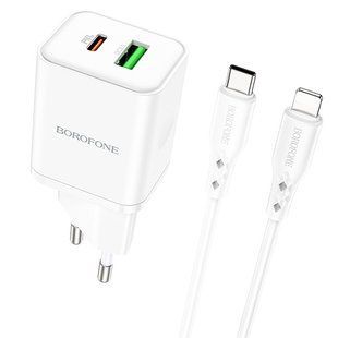 МЗП Borofone BN7 PD20W+QC3.0 (1USB-A/1C) + кабель Type-C to Lightning 73992 фото