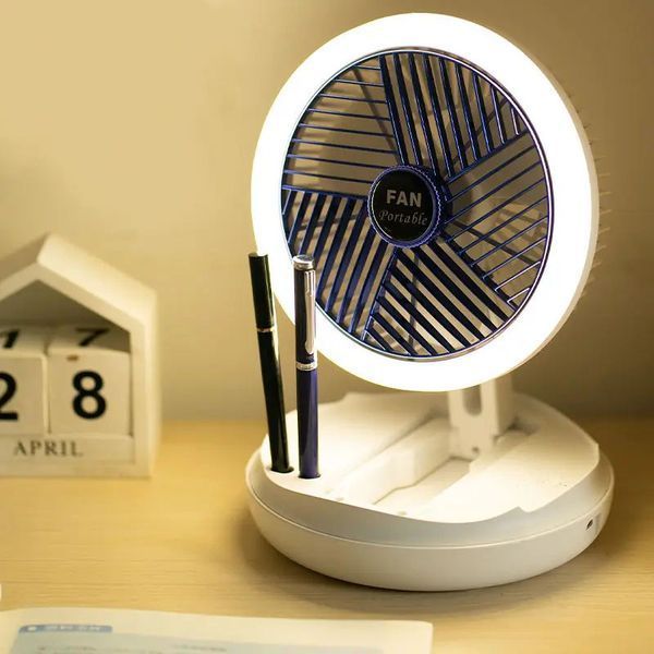 Настільний складний вентилятор Folding Fan 2in1 with Night Light 78955 фото