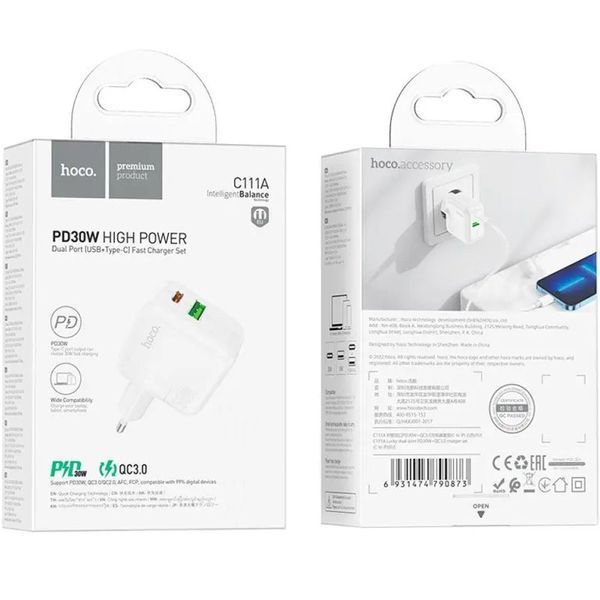 МЗП Hoco C111A PD 30W+QC3.0 (1USB-A/1C) 64611 фото