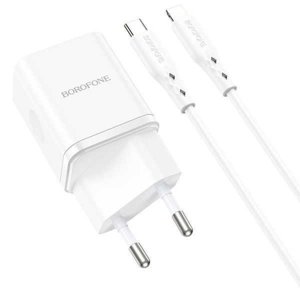 МЗП Borofone BN7 PD20W+QC3.0 (1USB-A/1C) + кабель Type-C to Lightning 73992 фото
