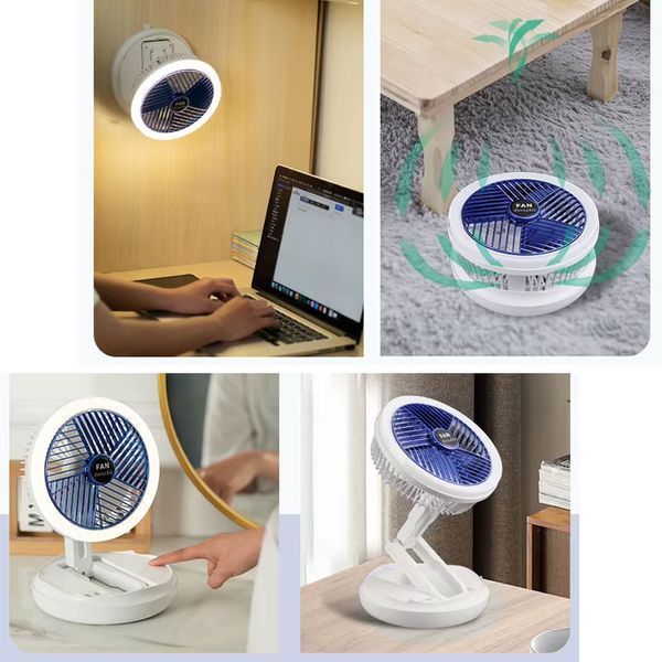 Настільний складний вентилятор Folding Fan 2in1 with Night Light 78955 фото