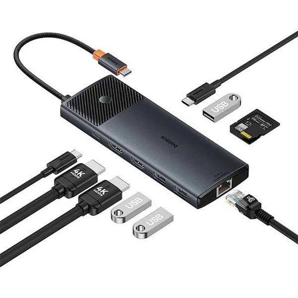 Перехідник HUB Baseus Metal Gleam II OS 10in1 Dual Display (B00061800123-01) 80544 фото