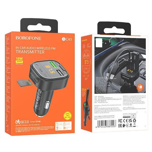 АЗП FM модулятор Borofone BC43 Flash QC3.0 73995 фото