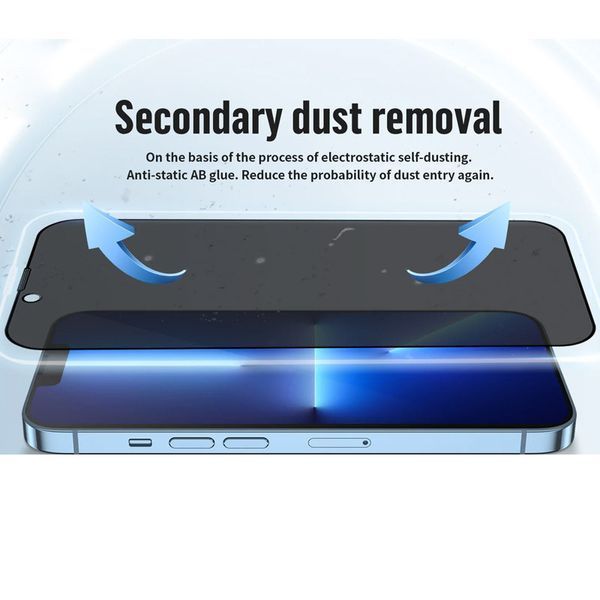 Захисне 2.5D скло Blueo Full Cover Anti-Peep для Apple iPhone 13 Pro / 13 / 14 / 16e (6.1") 57428 фото
