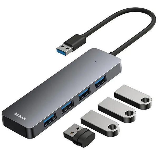 Перехідник HUB Baseus UltraJoy Series Lite 4-Port (USB-A to 4xUSB3.0+Type-C) (1m) (B0005280B811-02) 80545 фото