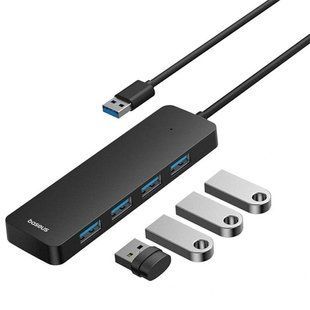 Перехідник HUB Baseus UltraJoy Series 4-Port (USB-A to 4xUSB3.0+Type-C) (0.5m) (B0005280B811-04) 80546 фото