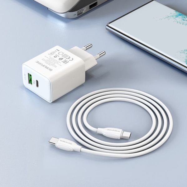 МЗП Borofone BA67A PD20W+QC3.0 (1USB-A/1C) + кабель Type-C to Type-C 57002 фото