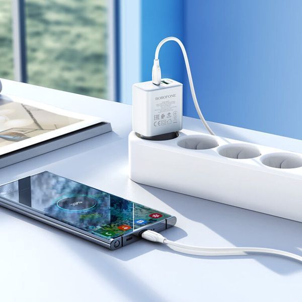 МЗП Borofone BA67A PD20W+QC3.0 (1USB-A/1C) + кабель Type-C to Type-C 57002 фото