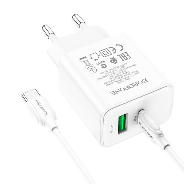 МЗП Borofone BA67A PD20W+QC3.0 (1USB-A/1C) + кабель Type-C to Type-C 57002 фото