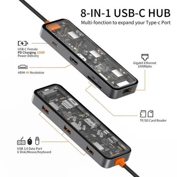 Перехідник HUB WIWU Cyber hub CB008 8 in 1 68545 фото