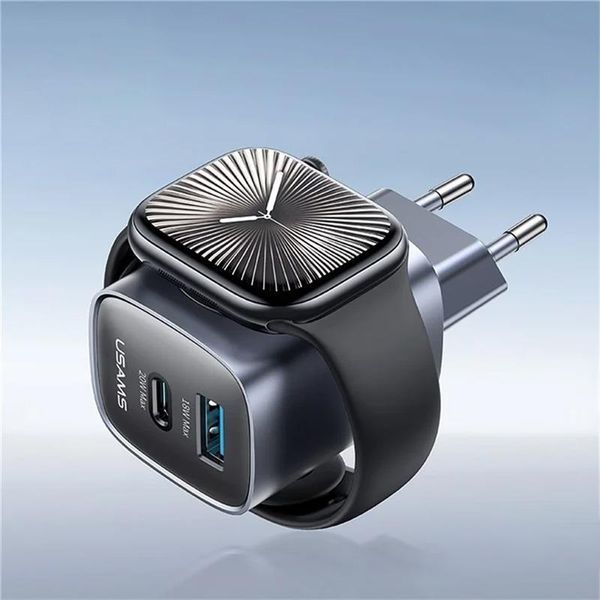 Уцінка МЗП Usams US-CC293 T67 Multifunctional iWatch Charger 20W (1USB-A/1C) 82565 фото