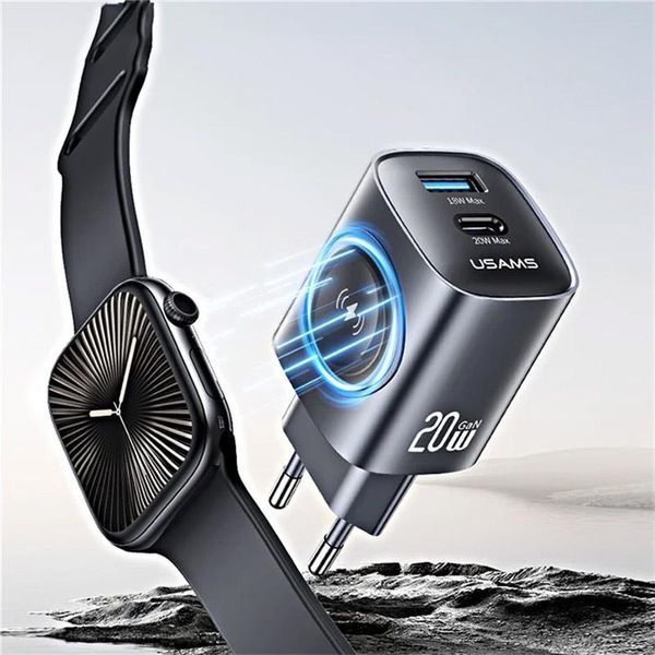 Уцінка МЗП Usams US-CC293 T67 Multifunctional iWatch Charger 20W (1USB-A/1C) 82565 фото