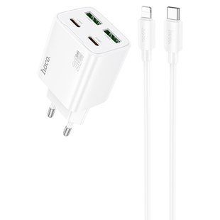 МЗП Hoco N55 Fundador PD20W four-port (2USB-A/2C) + кабель Type-C to Lightning 74138 фото