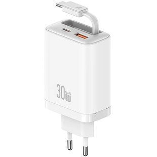 МЗП Usams US-CC296 GaN With Retractable Type-C Cable Xiang Ser. 30W (1USB-A/1C) 78326 фото