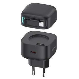 МЗП Usams US-CC202 GaN With Type-C Magnetic Retractable Cable Module XMF Ser. 35W (2USB-C) 78327 фото